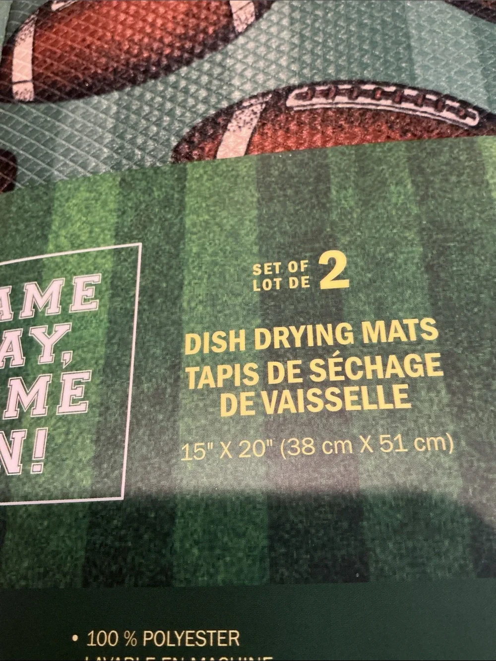 Football Dish Drying Mats - Set of 2